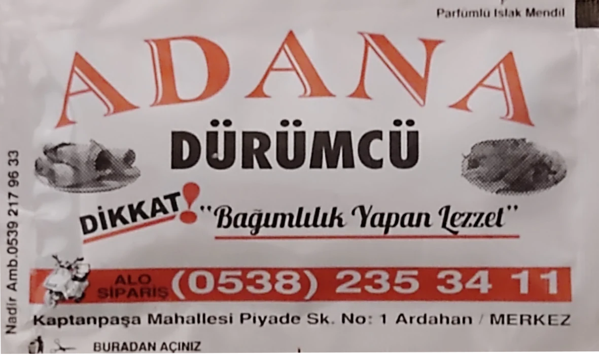 Adana Dürümcü — baskılı ıslak mendil baskı örneği