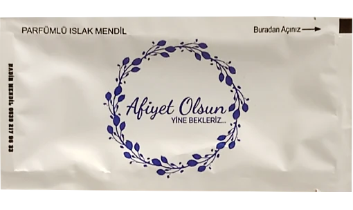 Afiyet Olsun / desenli baskı — baskılı ıslak mendil baskı örneği