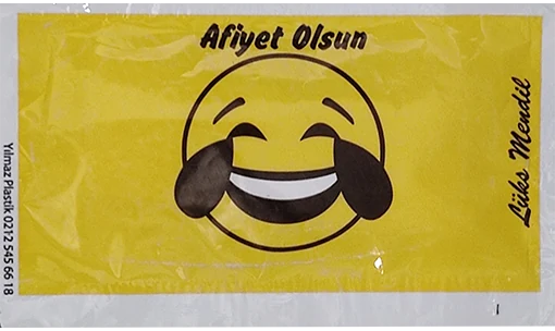 Afiyet Olsun / kahkaha — baskılı ıslak mendil baskı örneği