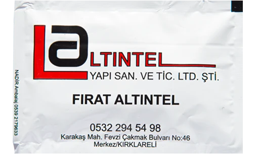 Altıntel Yapı — baskılı ıslak mendil baskı örneği
