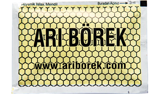 Arı Börek — baskılı ıslak mendil baskı örneği