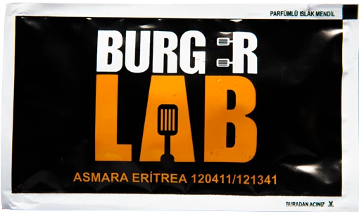 Burger Lab — baskılı ıslak mendil baskı örneği