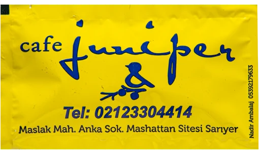 Cafe Juniper — baskılı ıslak mendil baskı örneği