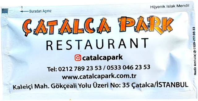 Çatalca Park Restaurant logolu 7 × 14 cm baskılı ıslak mendil ambalajı