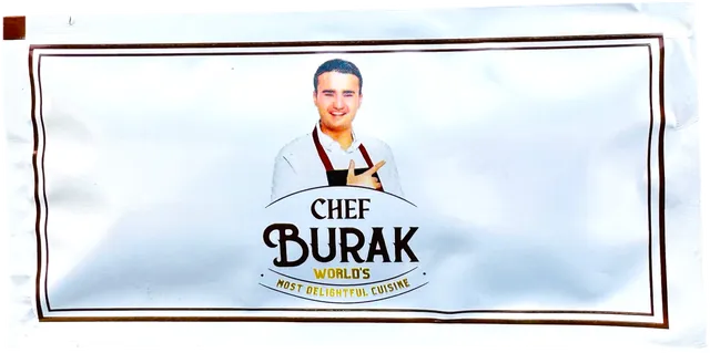 Chef Burak World’s logolu 7 × 14 cm baskılı ıslak mendil ambalajı — birinci görünüm