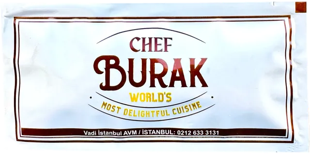 Chef Burak World’s logolu 7 × 14 cm baskılı ıslak mendil ambalajı — ikinci görünüm