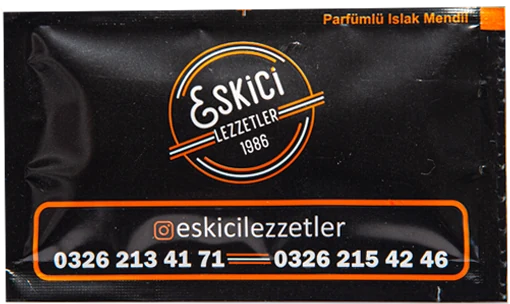 Eskici Lezzetler — baskılı ıslak mendil baskı örneği