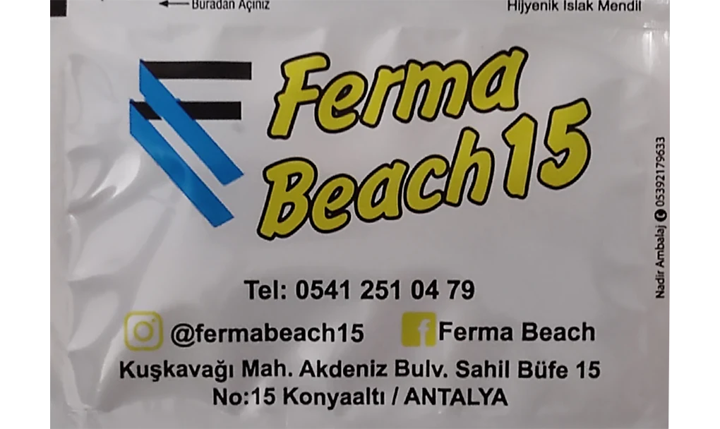 Ferma Beach — baskılı ıslak mendil baskı örneği