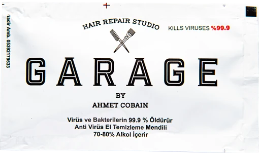 Garage — baskılı ıslak mendil baskı örneği