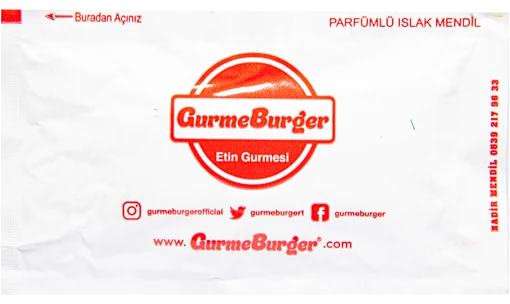 Gurme Burger — baskılı ıslak mendil baskı örneği