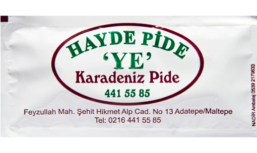 Hayde Pide — baskılı ıslak mendil baskı örneği