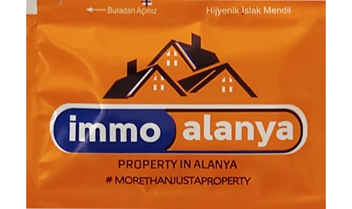 Immo Alanya / ön yüz — baskılı ıslak mendil baskı örneği