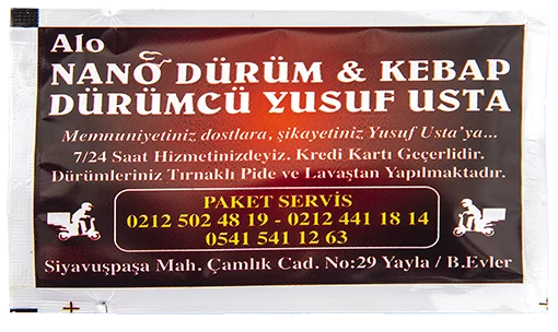 İnano Dürüm & Kebap — baskılı ıslak mendil baskı örneği
