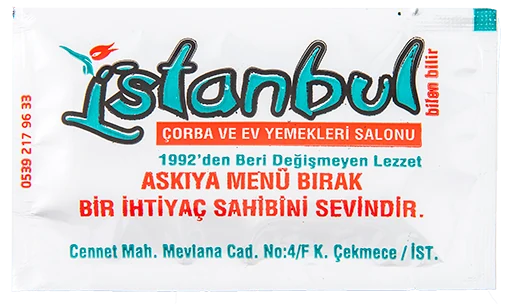 İstanbul Çorba / baskı detayı — baskılı ıslak mendil baskı örneği