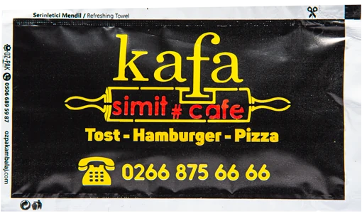 Kafa Simit Cafe — baskılı ıslak mendil baskı örneği