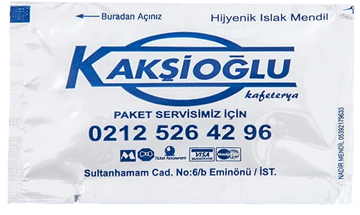Kakşioğlu Kafeterya — baskılı ıslak mendil baskı örneği