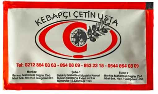 Kebapçı Çetin Usta — baskılı ıslak mendil baskı örneği