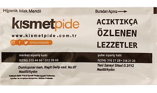 Kısmet Pide — baskılı ıslak mendil baskı örneği