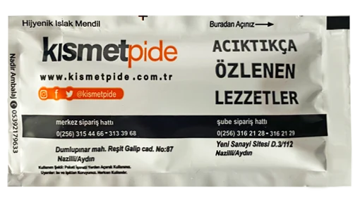 Kısmet Pide / baskı detayı — baskılı ıslak mendil baskı örneği