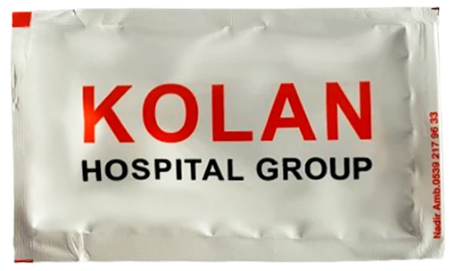 Kolan Hospital Group — baskılı ıslak mendil baskı örneği