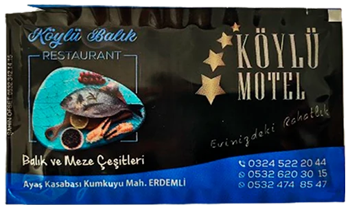Köylü Motel — baskılı ıslak mendil baskı örneği