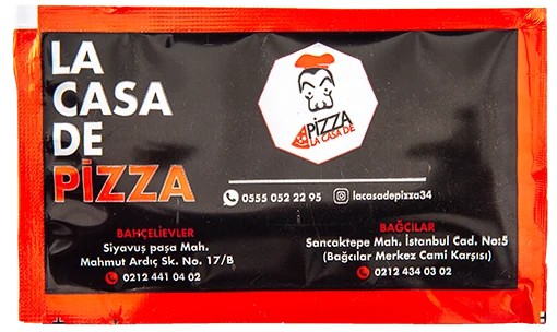 La Casa de Pizza — baskılı ıslak mendil baskı örneği