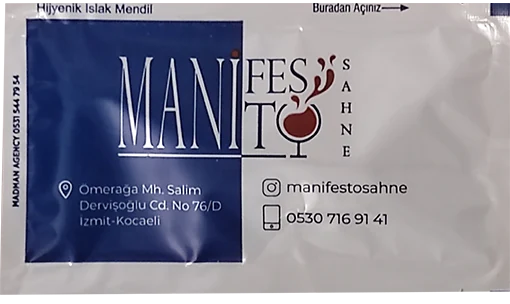 Manifesto — baskılı ıslak mendil baskı örneği