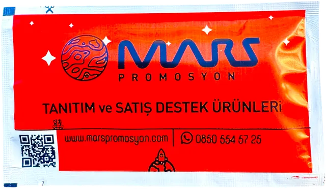 Mars Promosyon logolu 7 × 12 cm baskılı ıslak mendil ambalajı