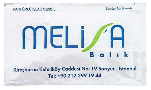 Melisa Balık — baskılı ıslak mendil baskı örneği