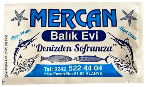 Mercan Balık Evi — baskılı ıslak mendil baskı örneği