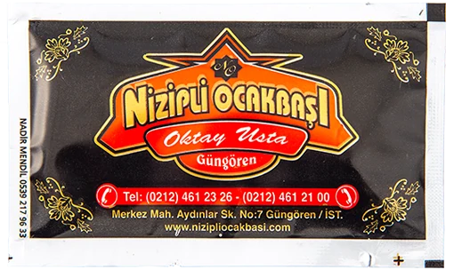 Nizipli Ocakbaşı — baskılı ıslak mendil baskı örneği