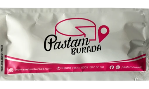 Pastam Burada — baskılı ıslak mendil baskı örneği