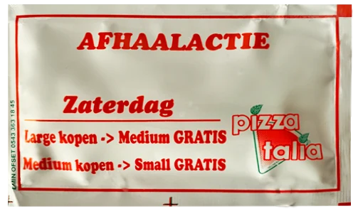 Pizza Italia / arka yüz — baskılı ıslak mendil baskı örneği