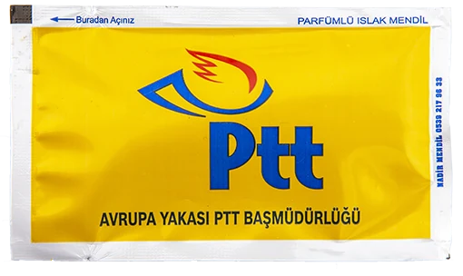 PTT — baskılı ıslak mendil baskı örneği