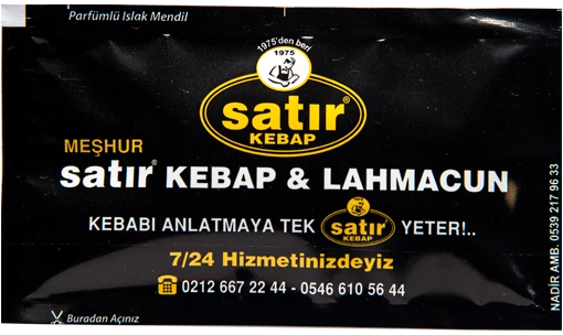 Satır Kebap — baskılı ıslak mendil baskı örneği