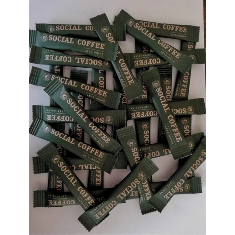 Social Coffee — baskılı stick şeker baskı örneği