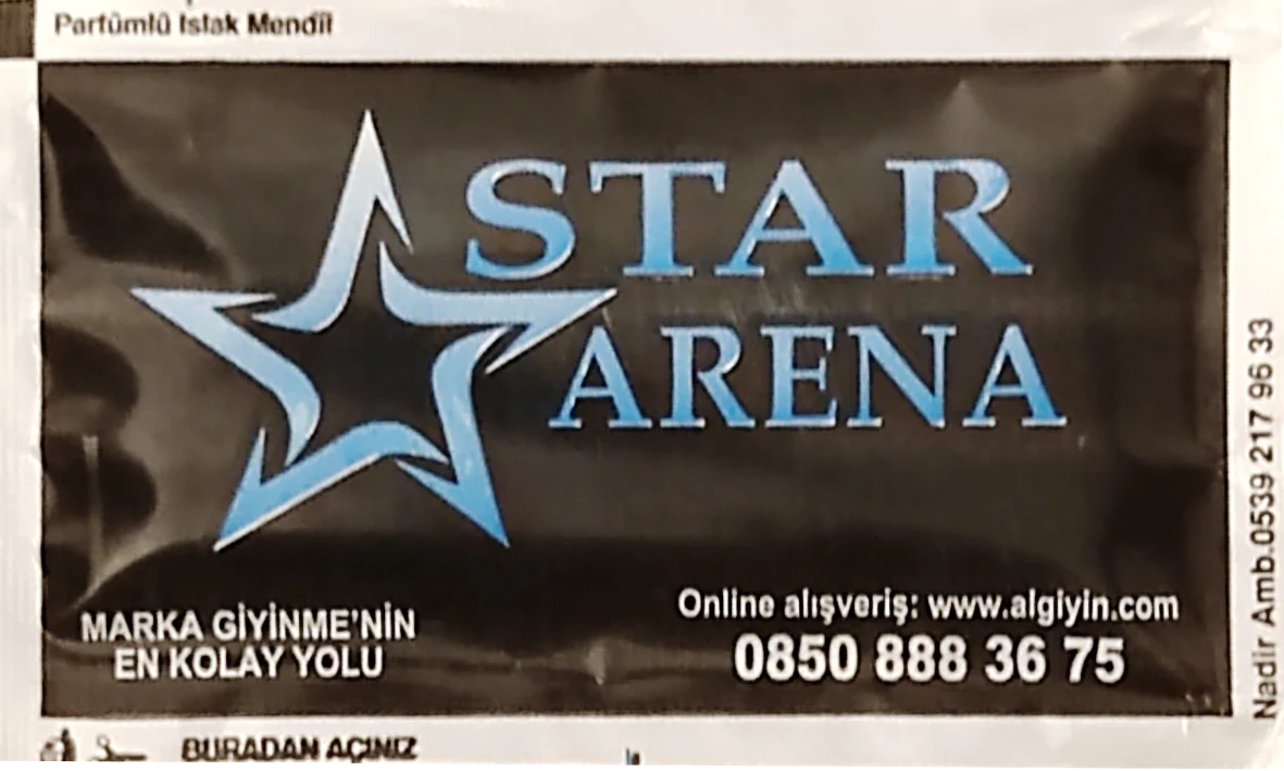 Star Arena — baskılı ıslak mendil baskı örneği