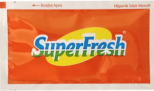 Superfresh — baskılı ıslak mendil baskı örneği