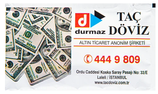Taç Durmaz Döviz — baskılı ıslak mendil baskı örneği