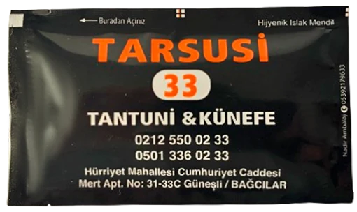 Tarsusi 33 — baskılı ıslak mendil baskı örneği