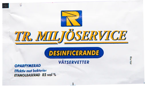 TR. Miljöservice — baskılı ıslak mendil baskı örneği