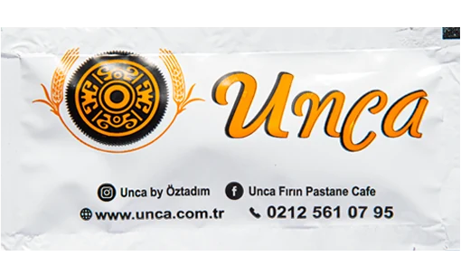 Unca — baskılı ıslak mendil baskı örneği
