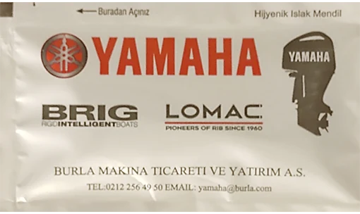 Yamaha — baskılı ıslak mendil baskı örneği