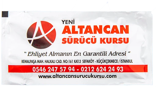 Yeni Altancan Sürücü Kursu — baskılı ıslak mendil baskı örneği